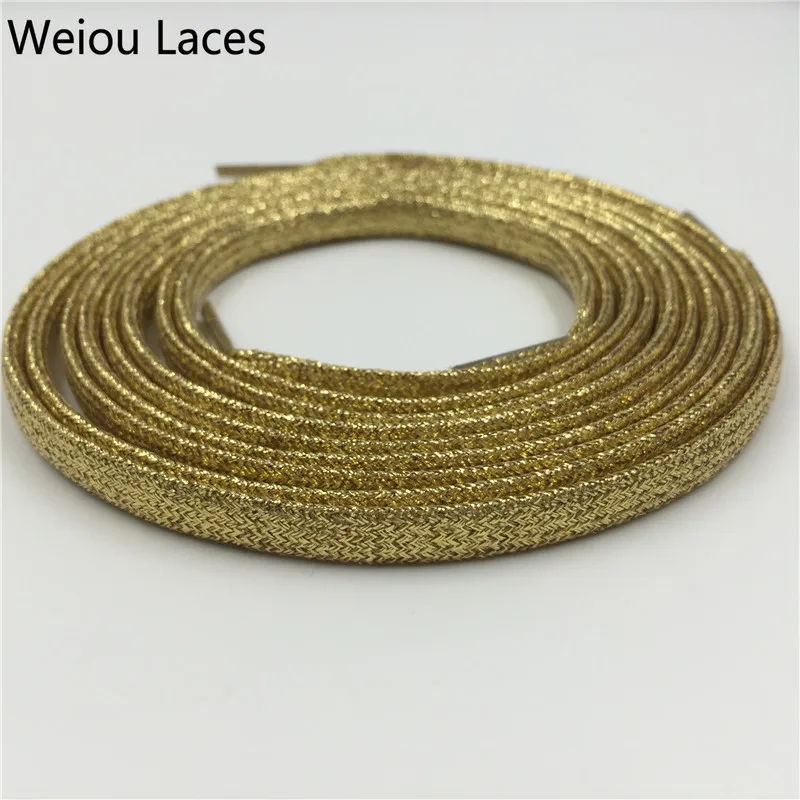 30 пар/лот) Weiou Sport золотые черные серебряные металлические шнурки из тесьмы плоские сверкающая блестка шнурки для наружного тренажер для скалолазов - Цвет: 651 Gold
