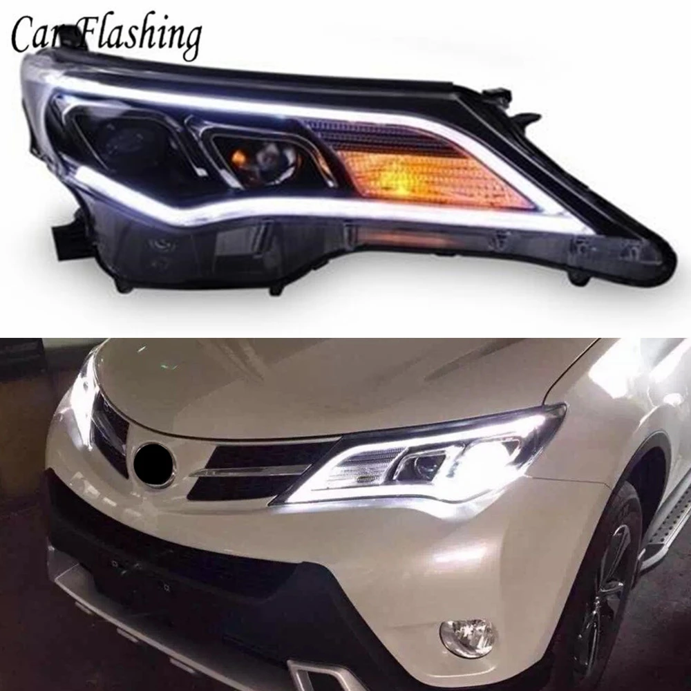 1 комплект для Toyota RAV4 светодиодные фары 2013 2014 2015 RAV 4 ДХО Биксеноновые линзы