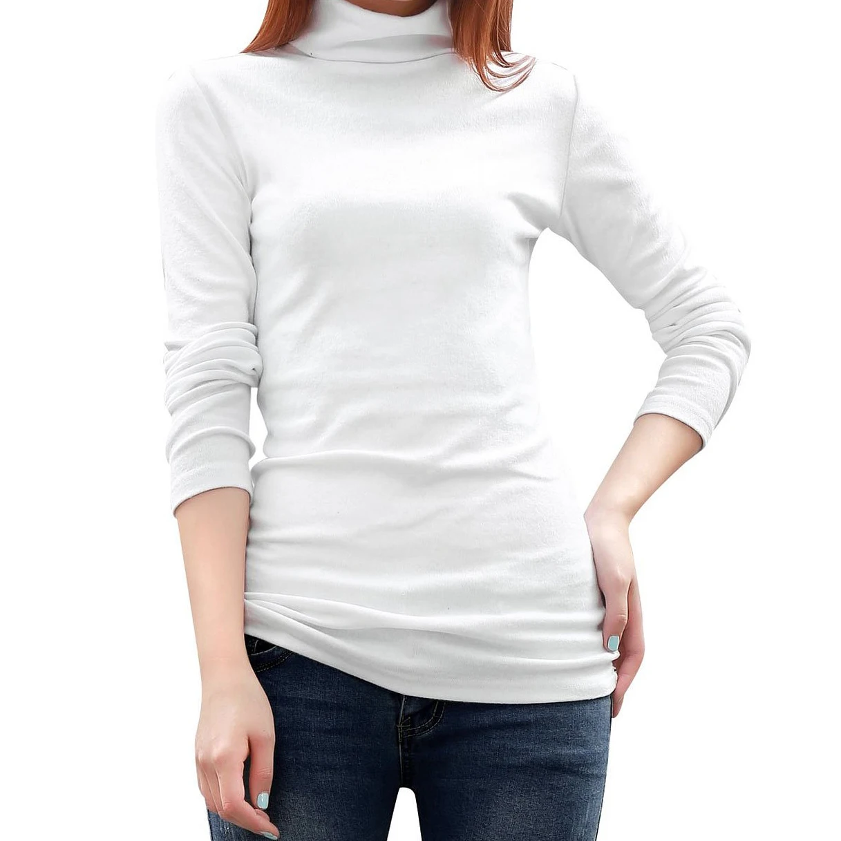 Women Turtleneck Long Sleeve Fitted 