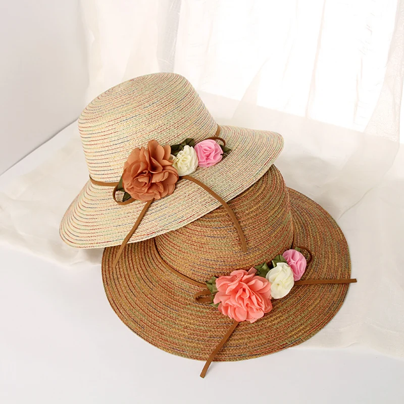 الربيع الصيف النساء قبعات للحماية من الشمس سيدة قبعة قش قابلة للطي الزهور ظلة النساء واقية من الشمس شاطئ كاب دلو قبعة الشمس قبعة شمس دون غطاء ...