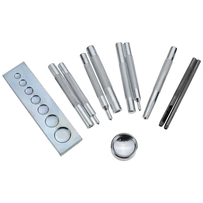 

11pcs DIY Leathercraft Tools Set Snap Rivet Fastener Buttons Install Tool Kit Leather Punch Tool Puncher Belt for Clothing