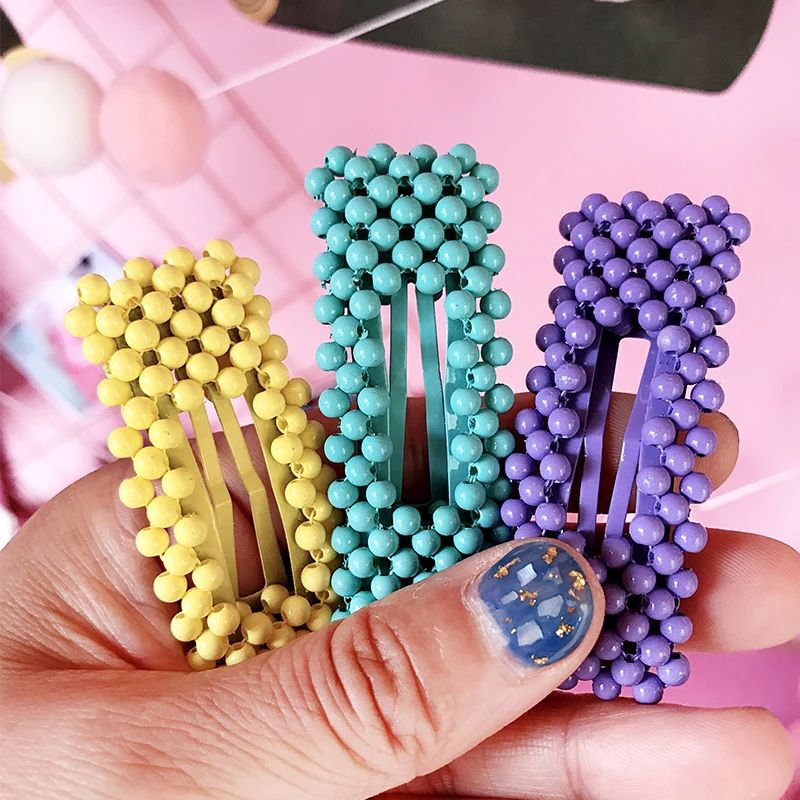 

Korea Vintage Imitiation Pearl Hairpins Hair Clips for Women Girls Flower Shape Rhinestones Hair Accessories Long Barrettes
