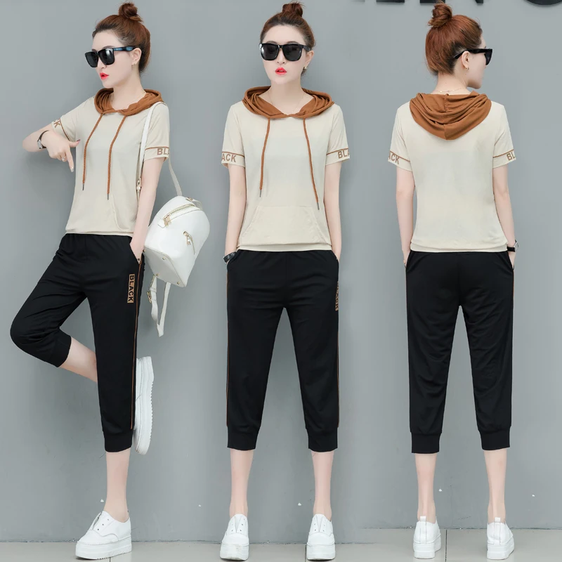 

White 2019 Summer Women Hoodie Set Tracksuits for Women Outfits Two Piece Sets Sportswear Fitness Co-ord Plus Size Big Clothes