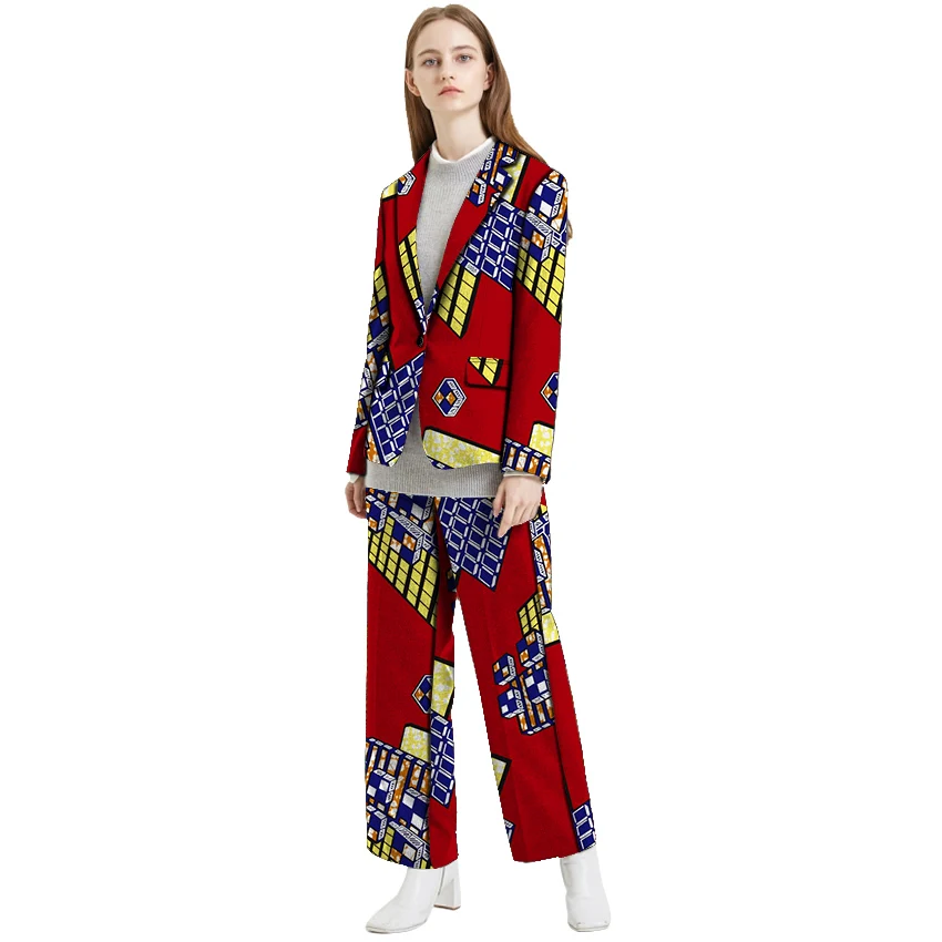 Fashion African print women blazer with pant suit elegant African suit dashiki Ankara suits tailored made for office ladies Fashion African print women blazer with pant suit elegant African suit dashiki Ankara suits tailored made for office ladies