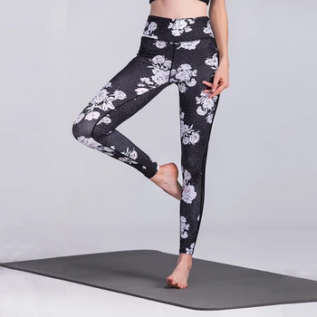 

GERTU 2018 Women Sexy Mesh Splice Fitness Legging New Flower Print Leggings Brand Sporting Style Dry Quick Pants Slim Jeggings