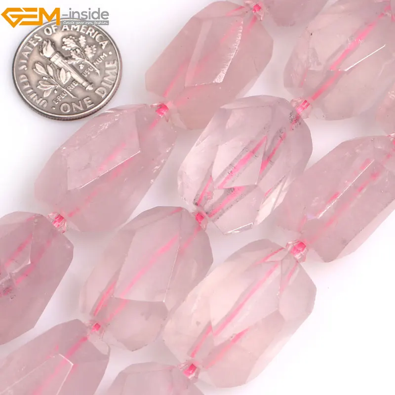 

Gem-inside 13-17MMX20-24MM Freeform Large Beads Faceted Rose Quartzs Beads For Jewelry Making 15inches DIY Bracelet Necklace