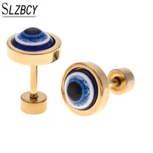 SLZBCY серьги золотого/серебряного/черного цвета, уникальные серьги-гвоздики для глаз, круглые серьги из нержавеющей стали для мужчин и женщин brinco