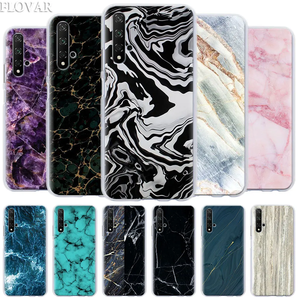 

Phone Case coque for Honor 20 Pro 9 10 Lite 8X 8A 8C 8S 7A 7S Y7 Y9 2019 V20 Cover New Marble Pattern Printing Hard PC Cases