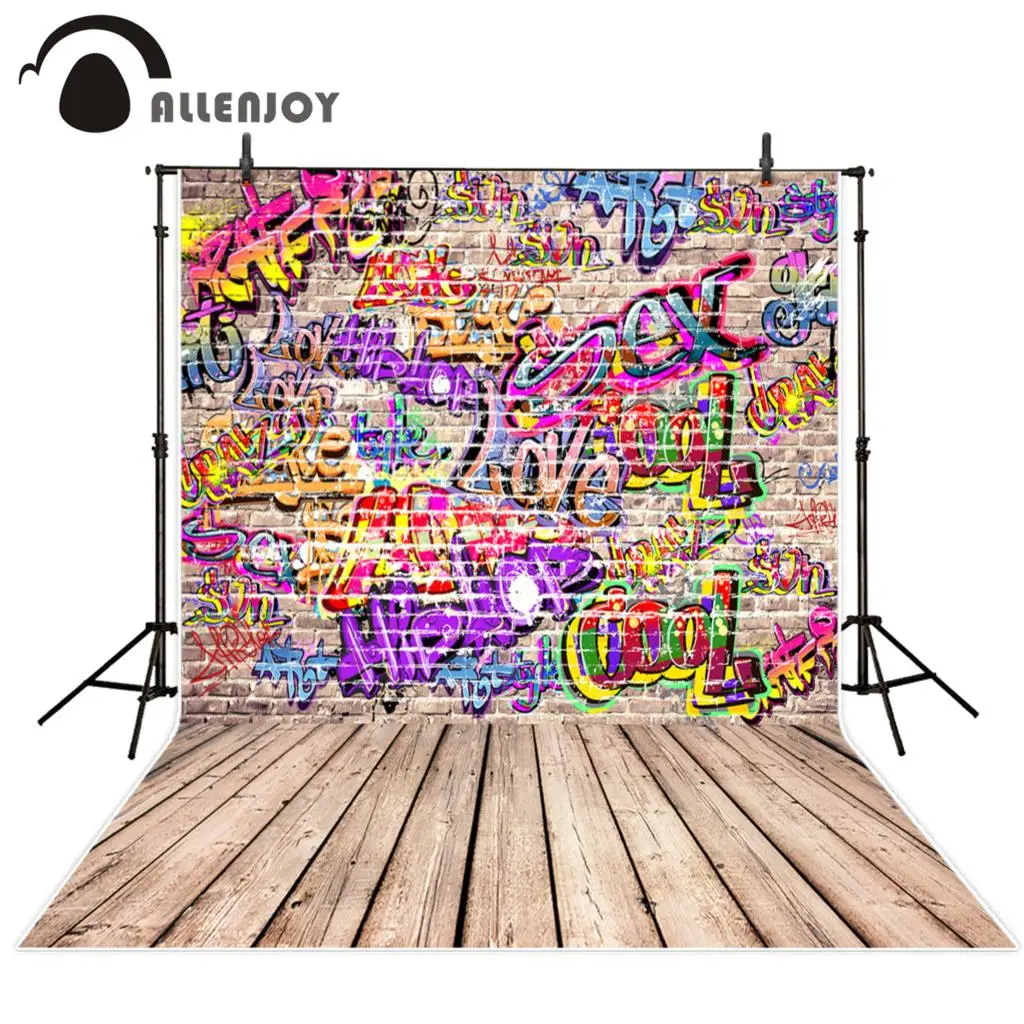 

Allenjoy photography theme background Brick wall color personality art graffiti backdrop fantasy photography props for studio