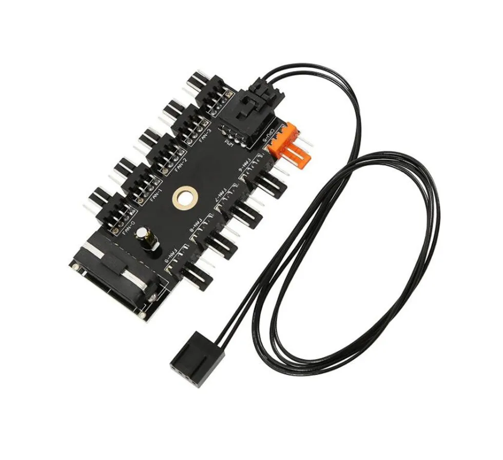 

100set/lot Multi Way Splitter Cooler Cooling Fan Hub PC Computer IDE / SATA 1 to 10 4 pin 4PIN 12V Power Socket PCB Adapter