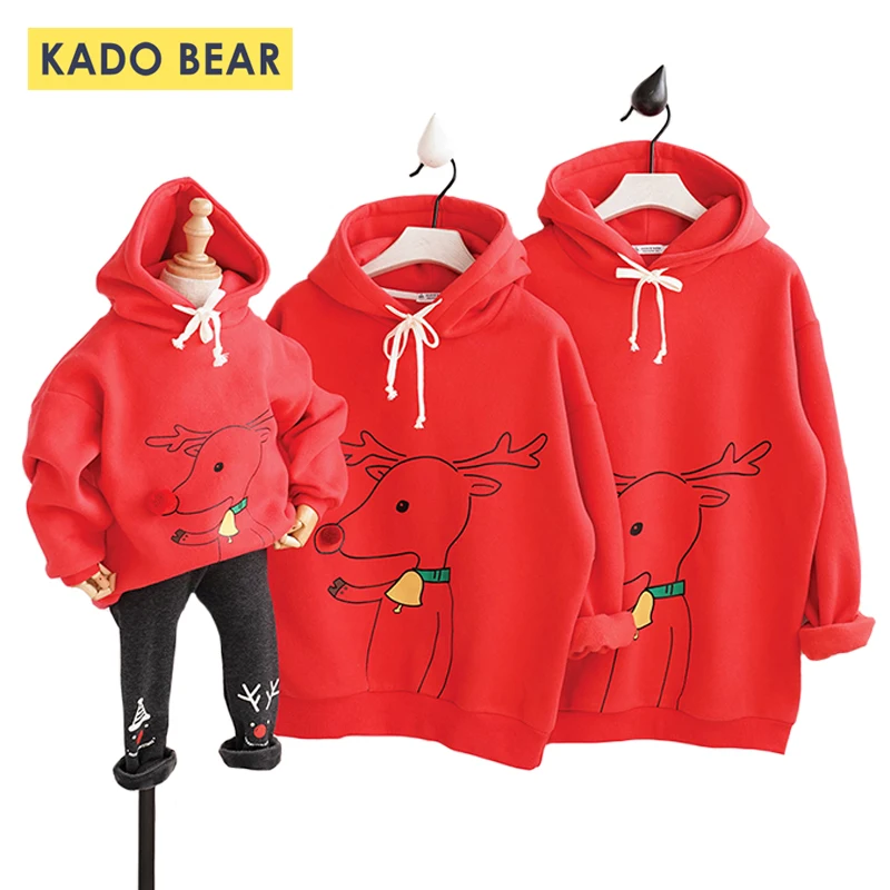 

Christmas Winter Kids Velvet Hoodies Girl Boy Sweatshirt Family Look Mother Father Couple Matching Daughter Son Clothing Outfits