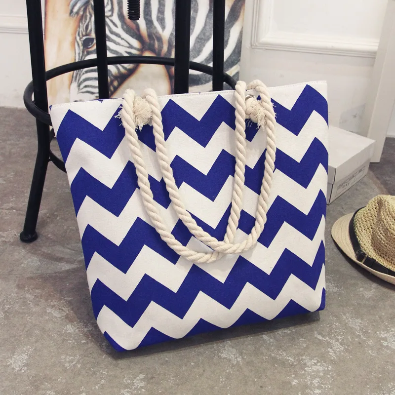 

2018 Women Canvas Beach Shoulder Bag Handbags Large Capacity Bohemia Style Tote Female Shopping Bags Family Wind Rough Ropes