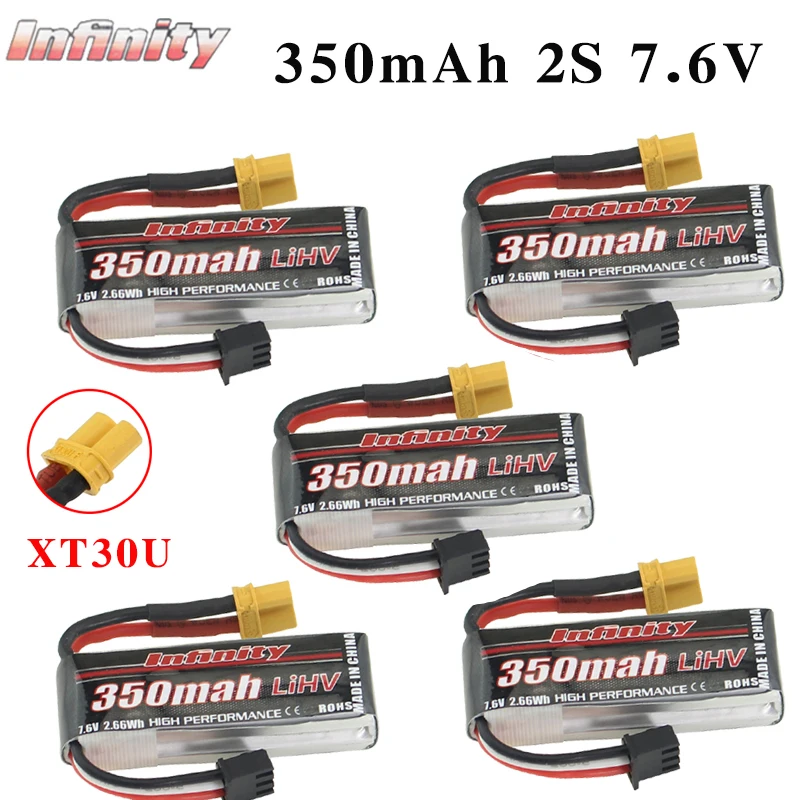 $25.09 5PCS Infinity Lipo Battery 350mAh 2S 76V 85C FPV Battery With Amass XT30 XT30U Plug for Indoor Rac