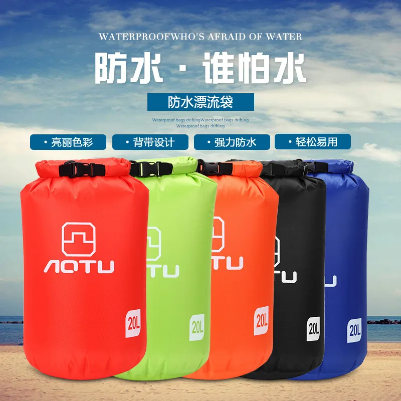 Seco Portable 20L 5 colores al aire libre Rafting buceo 2 capas accesorios impermeables espesar plegable Trekking río