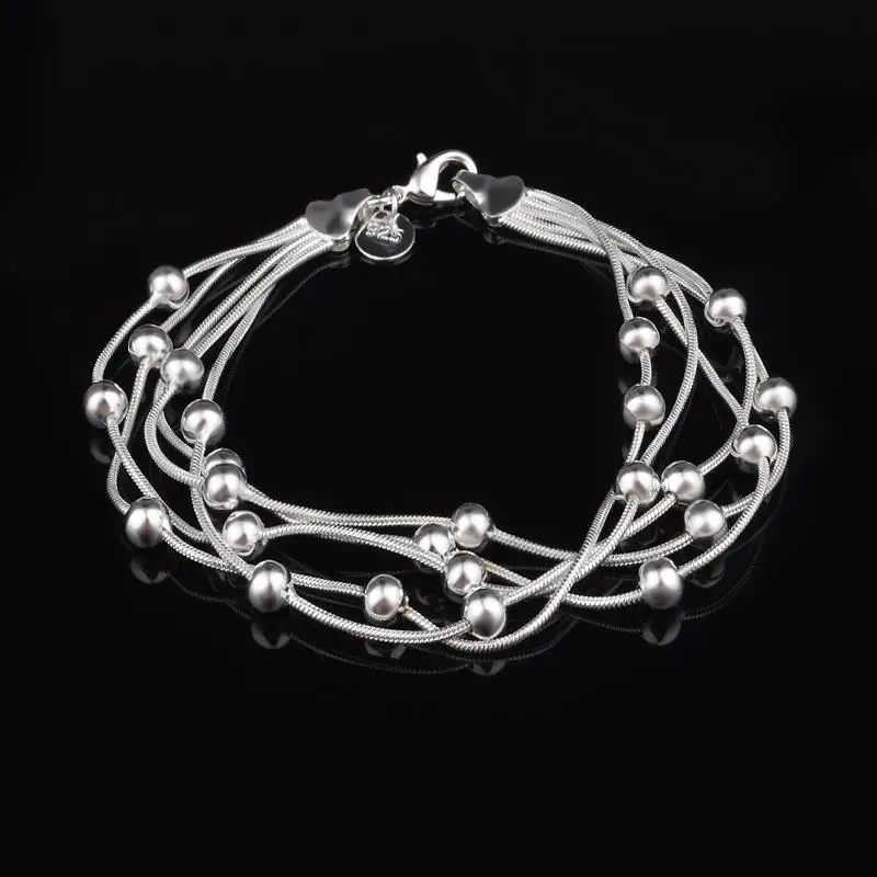 

New Fashion Women Silver-Color Bead Bracelets & Bangles Fashion Wedding Jewelry