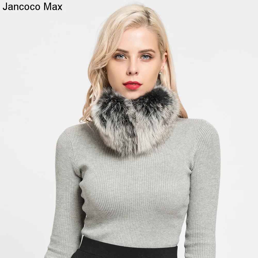 Jancoco Max + 2019 новый реальный Лисий меховые наушники зимний теплый шарф Одежда высшего качества Earflap Для женщин S7136