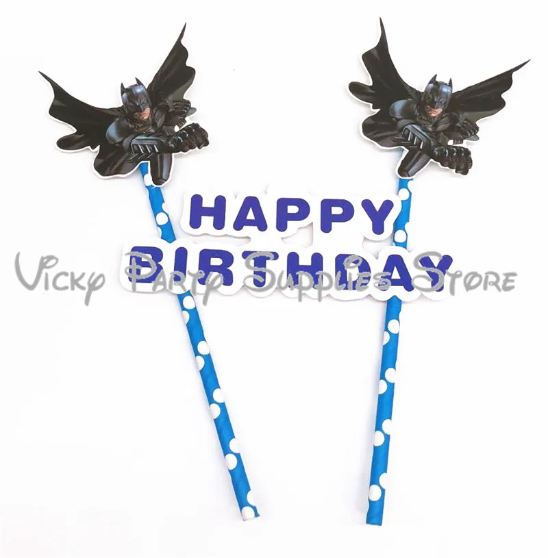 

3pcs/lot Batman Theme Party Cake Banner Topper Cake Decoration Birthday Baby Shower Cartoon Cake Topper Party Tableware Supplies