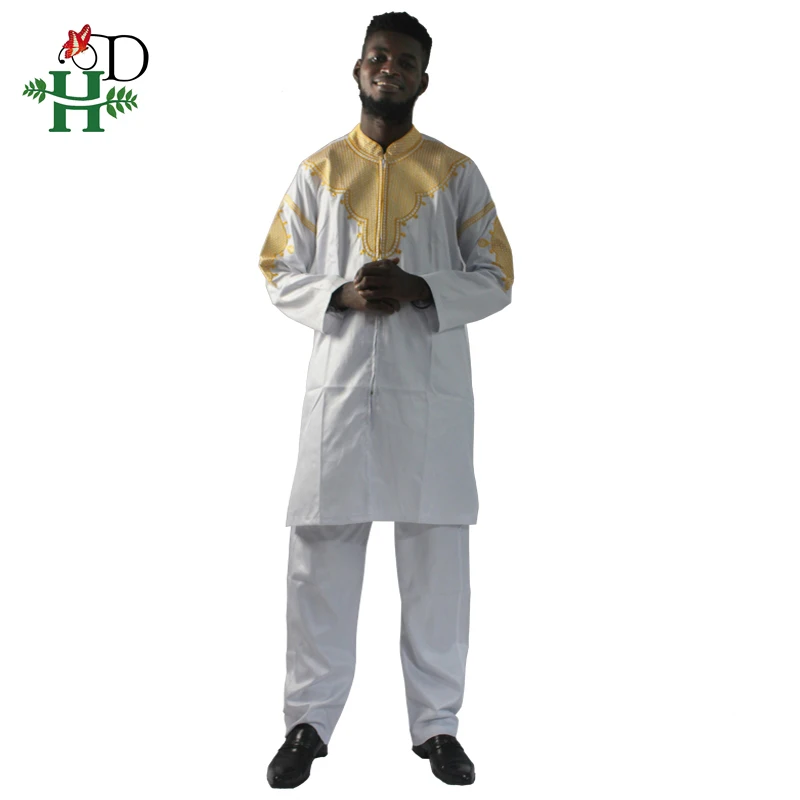 H& D африканская мужская одежда традиционная на молнии riche africano hombres camisa con pantalones bordado camiseta pantalones dashiki