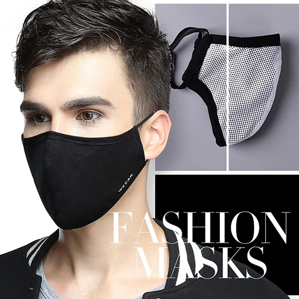 Корейский стиль маска на рот против пыли рот маска Активированный уголь фильтр рот Муфельная Маска Против PM2.5 Тканевая маска для лица - Цвет: Men black