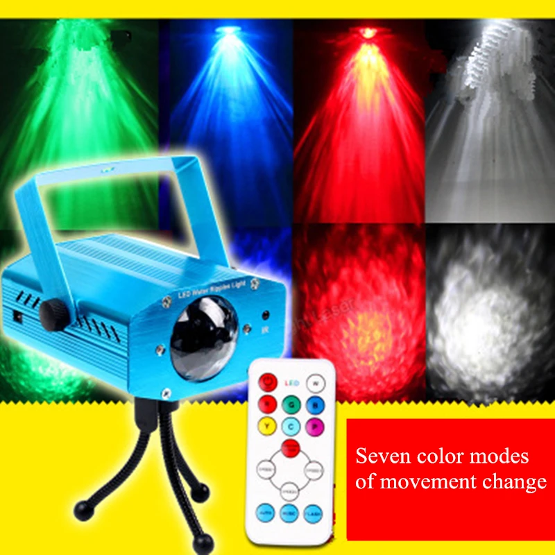 

AC110V-220V LED Laser Stage Lighting 7 Color Changing Marine Dynamic Water Ripple Effect Remote Control Red Blue Green and White