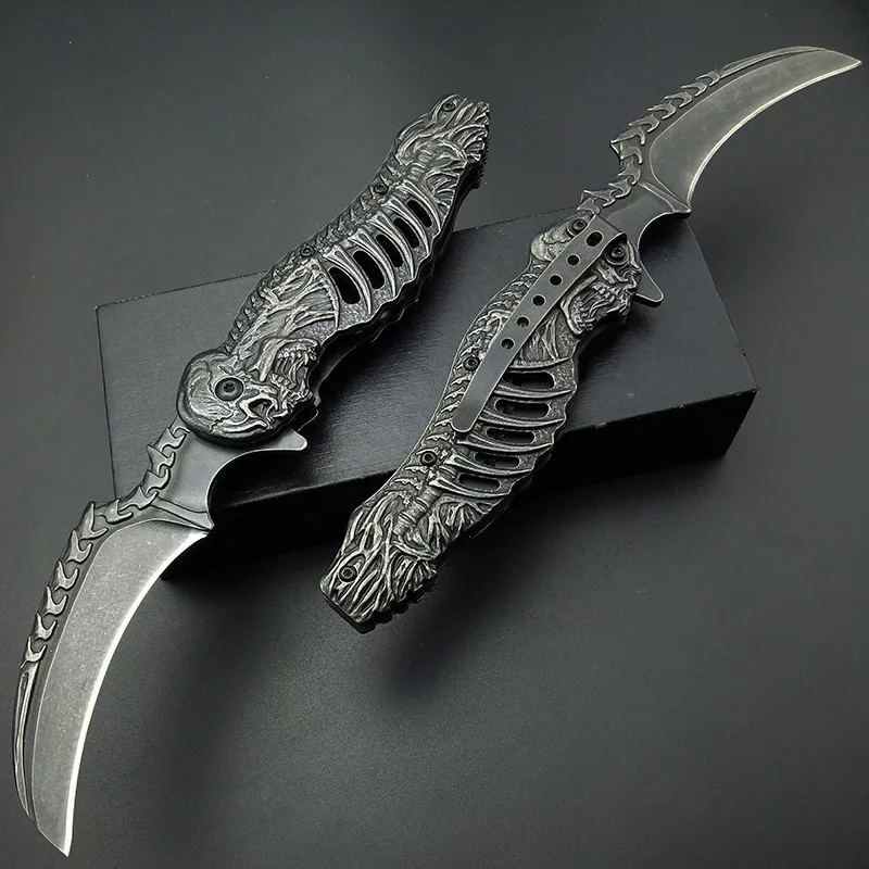 Костяшки череп нож Stonewash 7CR13 karambits Складной нож Тактический складной нож коготь ножи хорошее качество