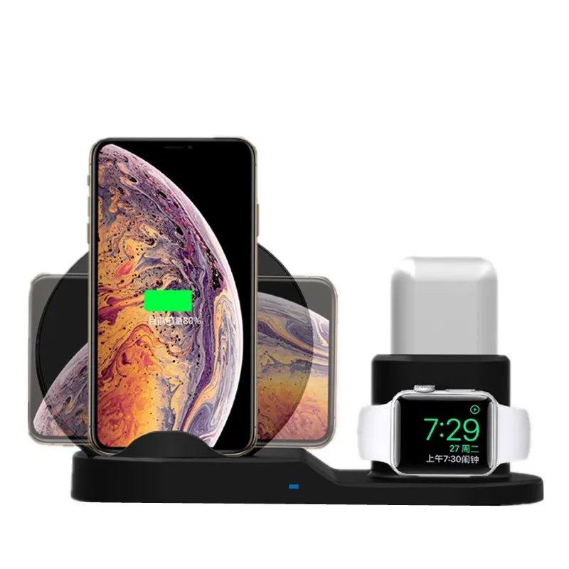 Qi Беспроводное зарядное устройство Быстрая зарядка для iPhone 8 X XS Max XR Apple Watch 4 3 2 Airpods 10 Вт Быстрая зарядка для samsung S9 S8 S7