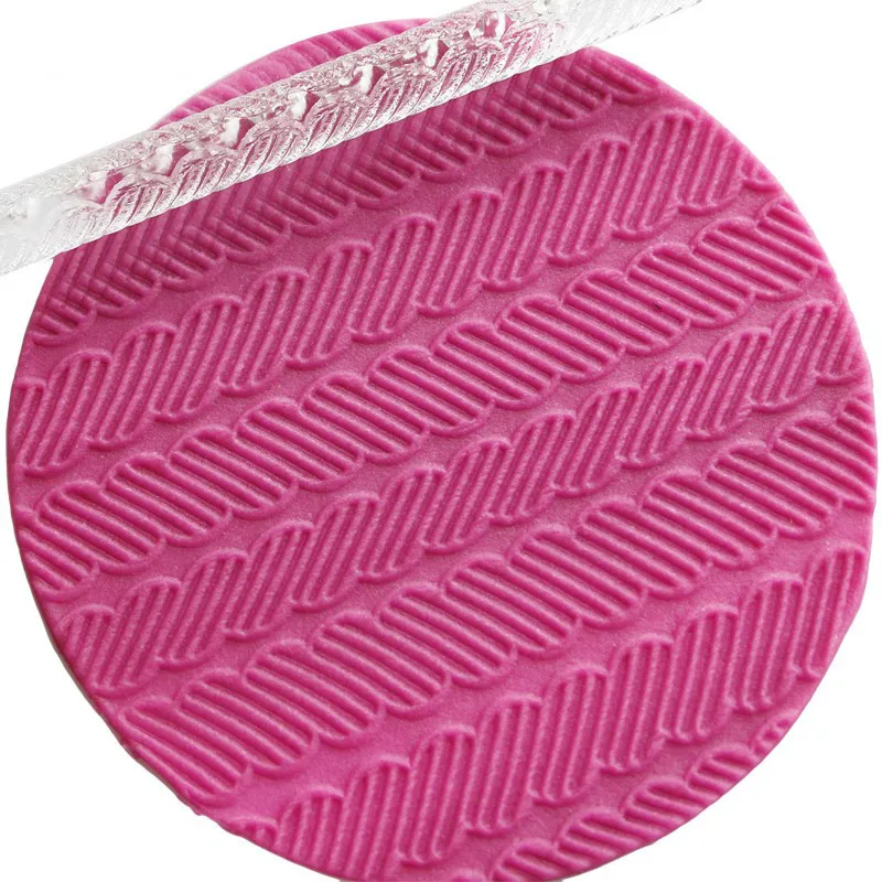 

16cm Cake Fondant Embosser Decorating Tools Cross Grain Acrylic Fondant Rolling Pin Pastry Baking Tools Gift