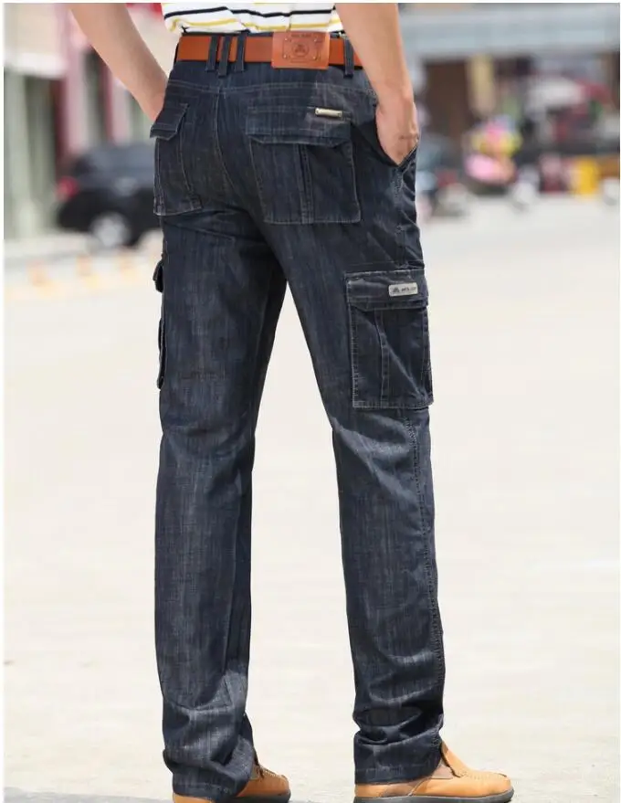 Мужские узкие джинсы деловые повседневные Эластичные Обтягивающие джинсы новые Осень Зима Черные синие джинсовые штаны мужские длинные штаны