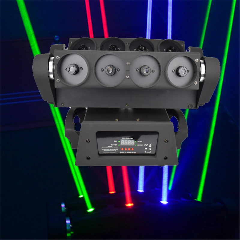 Luz de araña láser RGB de 8 ojos, luces profesionales de haz de luz láser  con cabezal móvil, Control DMX512, iluminación de escenario para discoteca  y DJ|laser beam light|beam lightstage light -