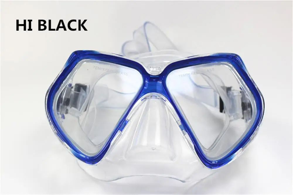 Уплотнительная юбка из ПВХ, ремешок из закаленного стекла для взрослых, Подводная маска для дайвинга, противотуманная маска для дайвинга и очки с большим видением - Цвет: blue