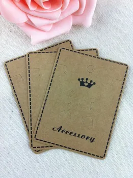 

Wholesale 200pcs/lot Brown Paper Crown Custom Jewelry/Earring/Necklace Packaging Jewelry Setting Display Cards For Free Shipping