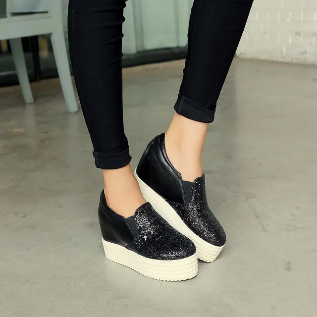 Фото женские туфли без застежек enmayla черные белые из искусственной цена