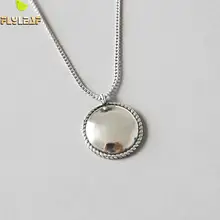 Форзац 925 пробы Серебряное ожерелье женское винтажное пеньковое кружево круглая бирка модная цепочка изящное ювелирное изделие простые ожерелья и подвески