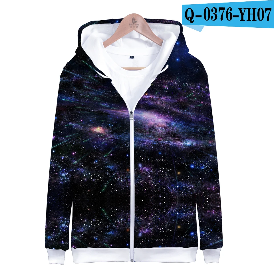 Aikooki Space Galaxy Zipper Hoodies Men/Women Sweatshirt Hoody Stars Of Space Galaxy Hooded Boy/Girls Autumn Winter Polluver Top - Цвет: as picture