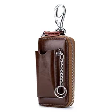 Split Cow Leather Key Pack for Men Women Fashion Zipper Multi-functional Automotive Remote Controller Home Key Holder Wallet