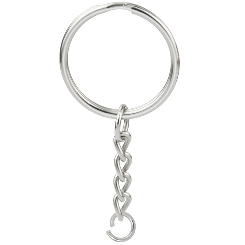 

100Pcs 1 Inch/25Mm Metal Split Key Ring With Chain Silver Key Ring Keychain Ring Parts Open Jump Ring And Connector Accessorie