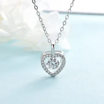 

Sterling Silver Necklace Heart Crown Girlfriend Gift Pendant Women Jewelry Zircon Diamond Pendant 925 with Box Clavicle Chain