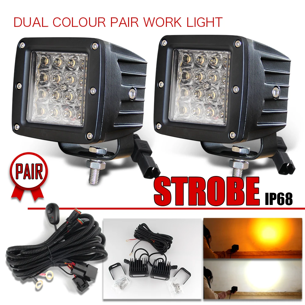 

CO LIGHT 12D 3 inch Led Worklight 24W Auto Flash Fog Lights Dual Color for Tractor Boat Off Road 4WD 4x4 Truck SUV ATV 12V 24V