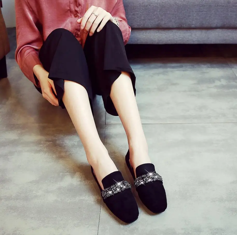 

Rhinestone Shoes Women Flats 2019 Plus Size Moccasins Ladies Lazy Loafers Slip On Casual Fashion Female Footwear Spring Autumn