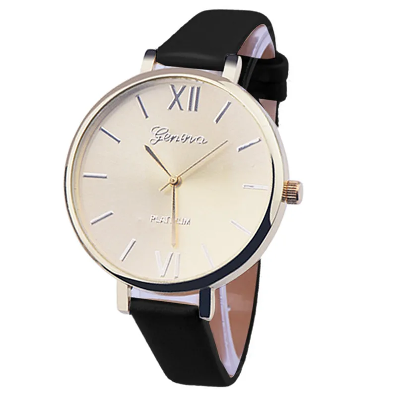 Famous Brand ]Simple Geneva Women Watch Leather Analog Hour Quartz