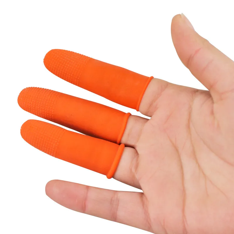 100 шт Защитные противоскользящие кончики пальцев перчатки латексные резиновые кончики пальцев антистатические перчатки оранжевый