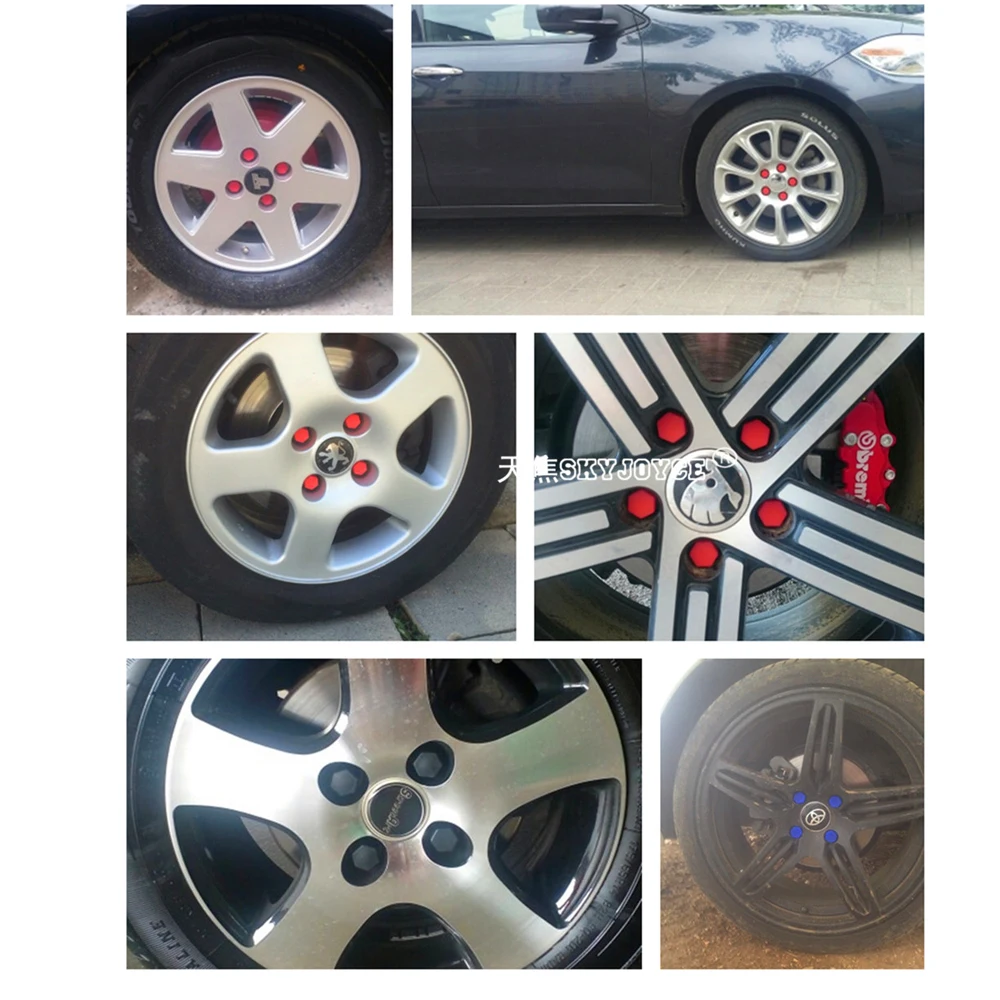 20 x car wheel hub screw cover case cap silicone lug nut bolt decorative wheel hub cover seat car styling emblem rim sticker (21)