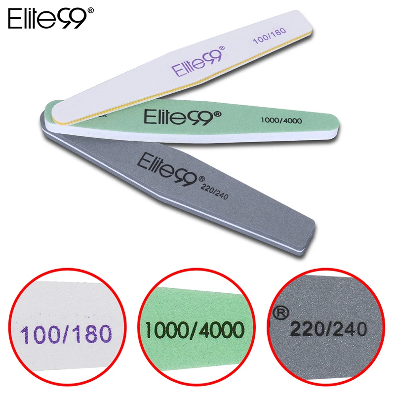 Online Elite99 3 Mix Ukuran Double Side File Kuku Amplas Pro Nail Art Pengamplasan Bar Manikur Pedikur Kuku Alat