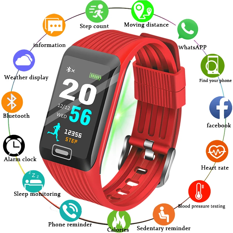 

Smart Sport Bracelet Women LIGE IP67 Waterproof Watch Blood Pressure Heart rate Detection Pedometer Bluetooth Connection Watch