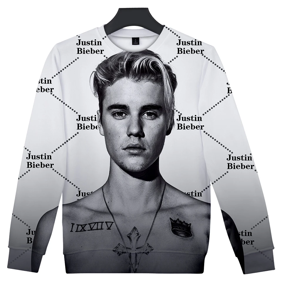 Harajuku New Design Men/Women Hoodies Casual Long Sleeve Sweatshirt 3D Print Singer Justin Bieber Pullover Hoodie Sweatshirts