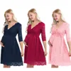 Iiniim-robe élégante en dentelle florale pour femmes, motif motif motif motif Floral, superpose col en V, demi-manches, mode de photographie, grossesse, mariage ► Photo 2/6
