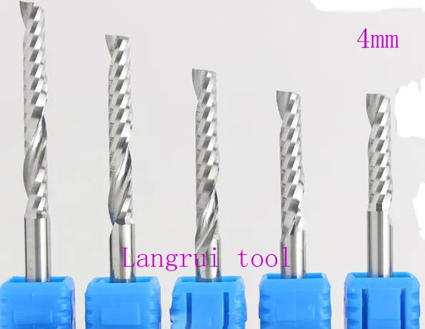 

10pcs Acrylic PVC Carbide CNC 1 Flute  4D*28/32C*60L Spiral Bit End Mill Cutter