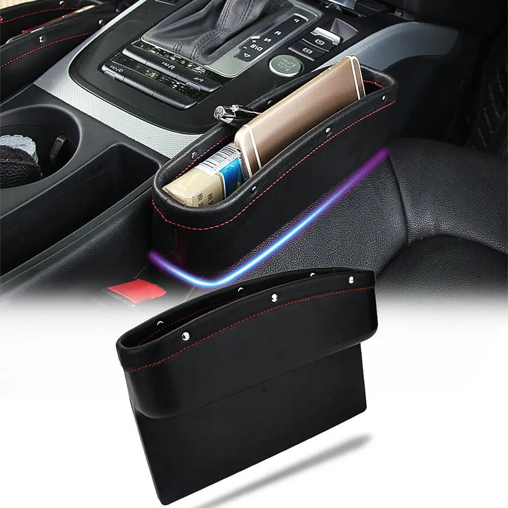 Premium Car Seat Storage Pockets Box Car Seat Gap Filler Carbon Fiber Console Side Pocket Stowing Tidying for Phone Key Card Coin Case Accessoies,Car Interior Accessories