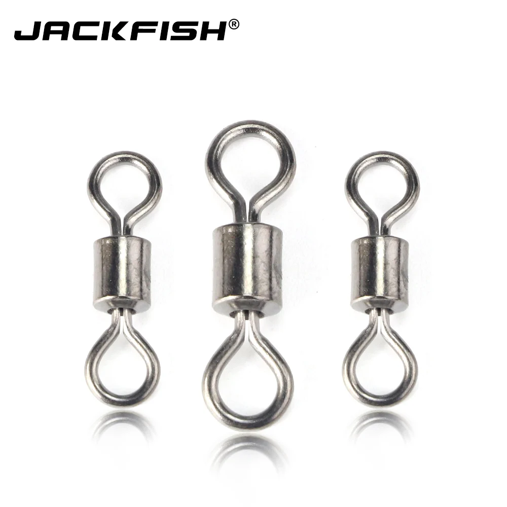 JACKFISH 100pcs 8 word Fishing Connector 10 size steel Ball Bearing