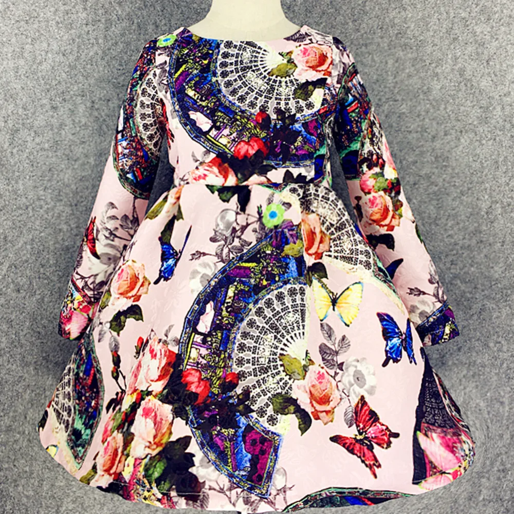 Kseniya Kids/винтажные платья для больших и маленьких девочек с длинными рукавами; 2 слоя; сезон осень-зима; вечерние платья для девочек на свадьбу; праздничное От 2 до 10 лет